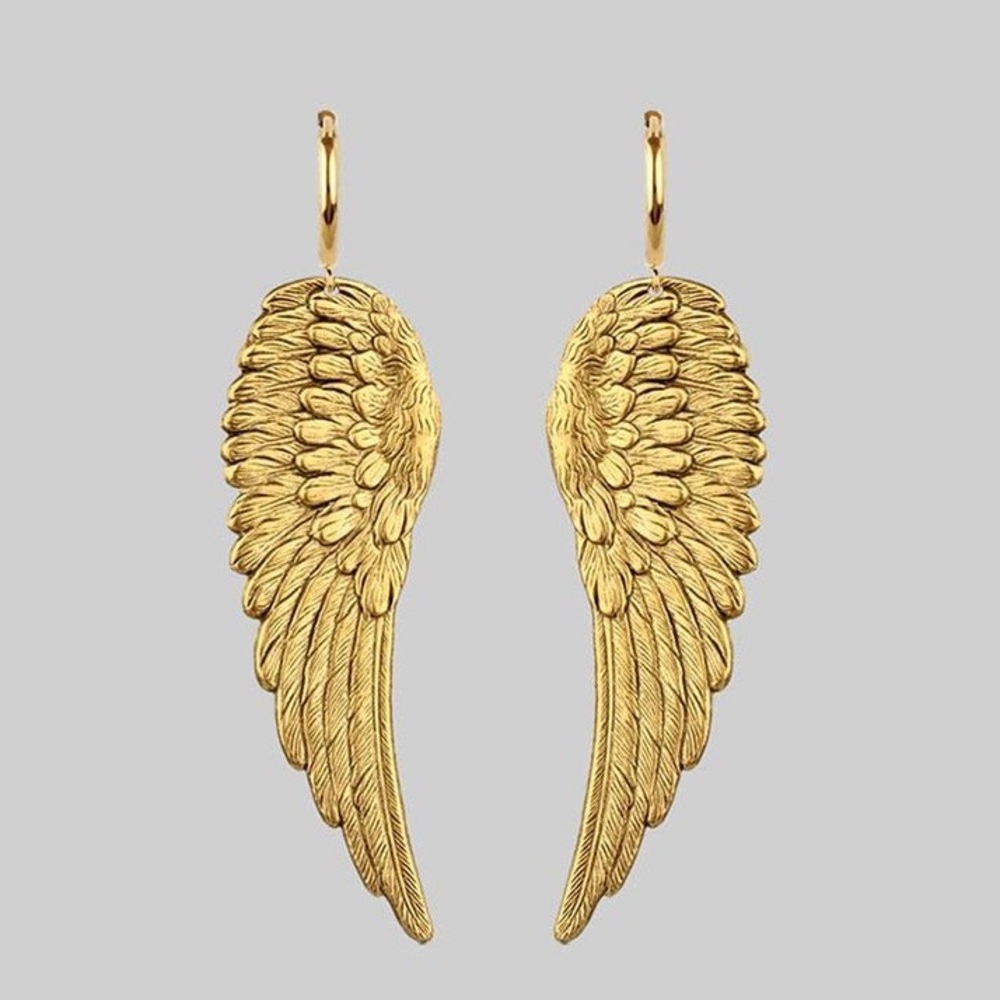 Anthropologie Gold Tone Wing Earrings
